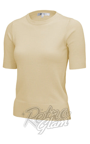 Mak Basic 1/2 Sleeve Pullover Sweater in Ivory Mak Basic 1/2 Sleeve Pullover Sweater in Ivory