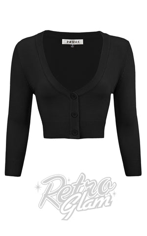 Mak V Neck Bolero Cropped Cardigan in Black Mak V Neck Bolero Cropped Cardigan in Black