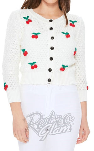 Mak Cherry Cardigan in Ivory rockabilly