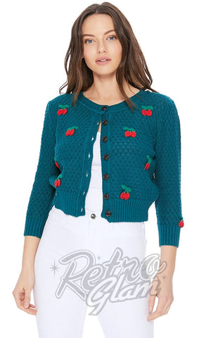 Mak Cherry Cardigan in Peacock