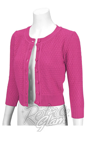 Mak Textured Cardigan in Magenta pink Mak Textured Cardigan in Magenta pink