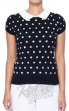 Mak Black and White Polka Dot Collared Sweater Mak Black and White Polka Dot Collared Sweater
