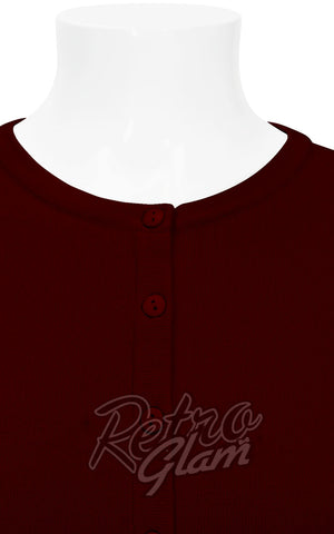 Mak Long Sleeved Cardigan in Burgundy neck Mak Long Sleeved Cardigan in Burgundy neck