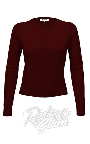 Mak Long Sleeved Cardigan in Burgundy Mak Long Sleeved Cardigan in Burgundy