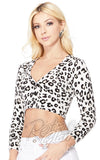 Mak V Neck Bolero Cropped Cardigan in Ivory/Grey Leopard Mak V Neck Bolero Cropped Cardigan in Ivory/Grey Leopard