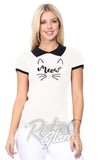 Mak White Meow Cat Collared Sweater Mak White Meow Cat Collared Sweater