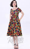 Miss Lulo Bella Swing Dress in Monstera & Pineapples Print Miss Lulo Bella Swing Dress in Monstera & Pineapples Print