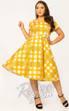 Miss Lulo Bella Swing Dress in Orange Gingham Miss Lulo Bella Swing Dress in Orange Gingham