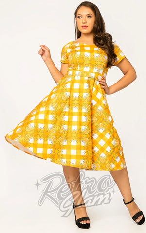 Miss Lulo Bella Swing Dress in Orange Gingham Miss Lulo Bella Swing Dress in Orange Gingham