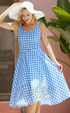 Miss Lulo Heidi Swing Dress in Blue Gingham Miss Lulo Heidi Swing Dress in Blue Gingham