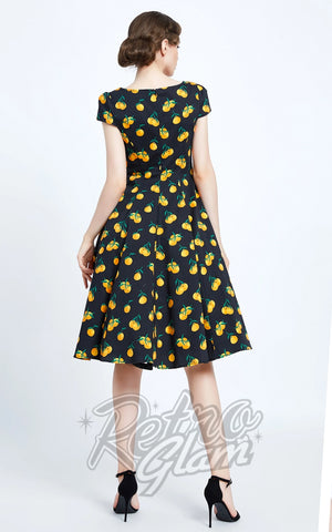 Miss Lulo Jade Dress in Mandarins Print back Miss Lulo Jade Dress in Mandarins Print back