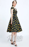 Miss Lulo Jade Dress in Mandarins Print 50s Miss Lulo Jade Dress in Mandarins Print 50s