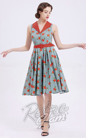 Miss Lulo Jani Dress in Sage with Roses Miss Lulo Jani Dress in Sage with Roses