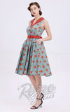 Miss Lulo Jani Dress in Sage with Roses 50s Miss Lulo Jani Dress in Sage with Roses 50s
