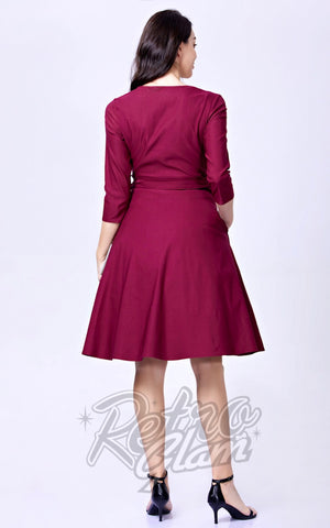 Miss Lulo Mira Swing Dress in Wine back Miss Lulo Mira Swing Dress in Wine back