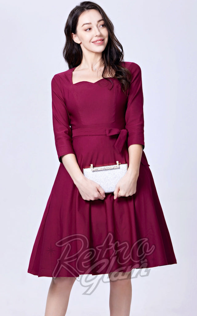 Miss Lulo Mira Swing Dress in Wine Miss Lulo Mira Swing Dress in Wine