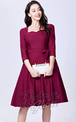 Miss Lulo Mira Swing Dress in Wine Miss Lulo Mira Swing Dress in Wine