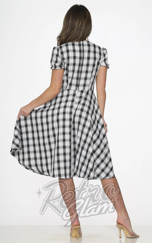 Orchid Bloom Black & White Plaid Roundup Dress BACK Orchid Bloom Black & White Plaid Roundup Dress BACK