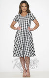 Orchid Bloom Black & White Plaid Roundup Dress western Orchid Bloom Black & White Plaid Roundup Dress western