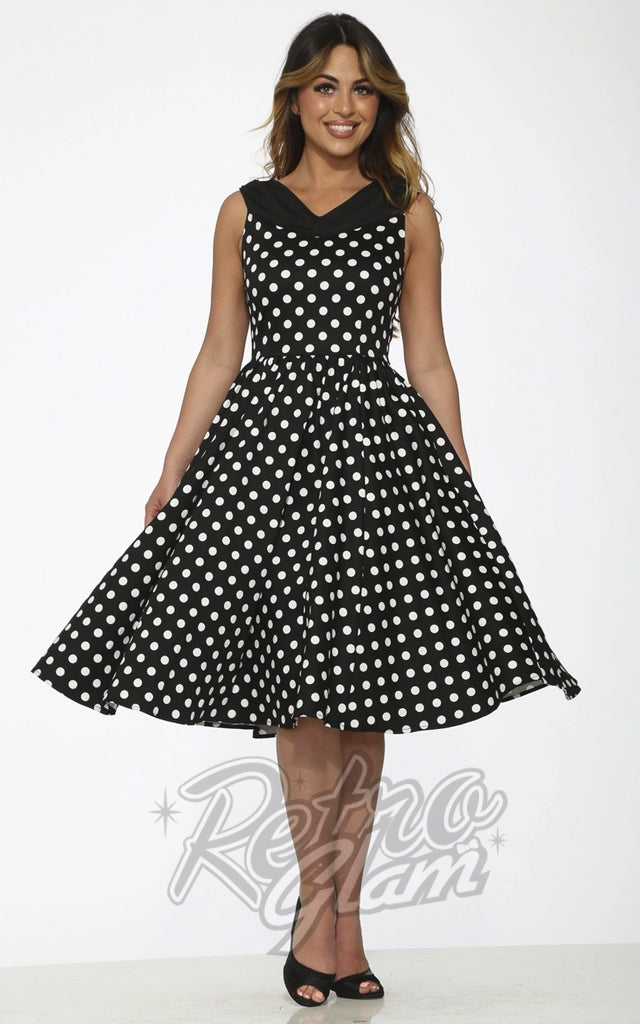 Orchid Bloom V-Neckline B&W Polka Dot Swing Dress Orchid Bloom V-Neckline B&W Polka Dot Swing Dress