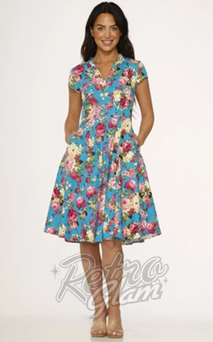 Orchid Bloom Blue & Pink Floral Swing Dress Orchid Bloom Blue & Pink Floral Swing Dress