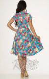 Orchid Bloom Blue & Pink Floral Swing Dress back Orchid Bloom Blue & Pink Floral Swing Dress back