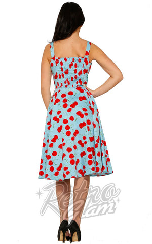 Orchid Bloom Martina Blue Cherries Dress back Orchid Bloom Martina Blue Cherries Dress back