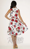 Orchid Bloom Red Florals Dress in White BACK Orchid Bloom Red Florals Dress in White BACK