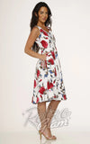 Orchid Bloom Red Florals Dress in White side Orchid Bloom Red Florals Dress in White side