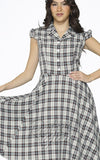Orchid Bloom Brown & Blue Plaid Swing Dress detail Orchid Bloom Brown & Blue Plaid Swing Dress detail