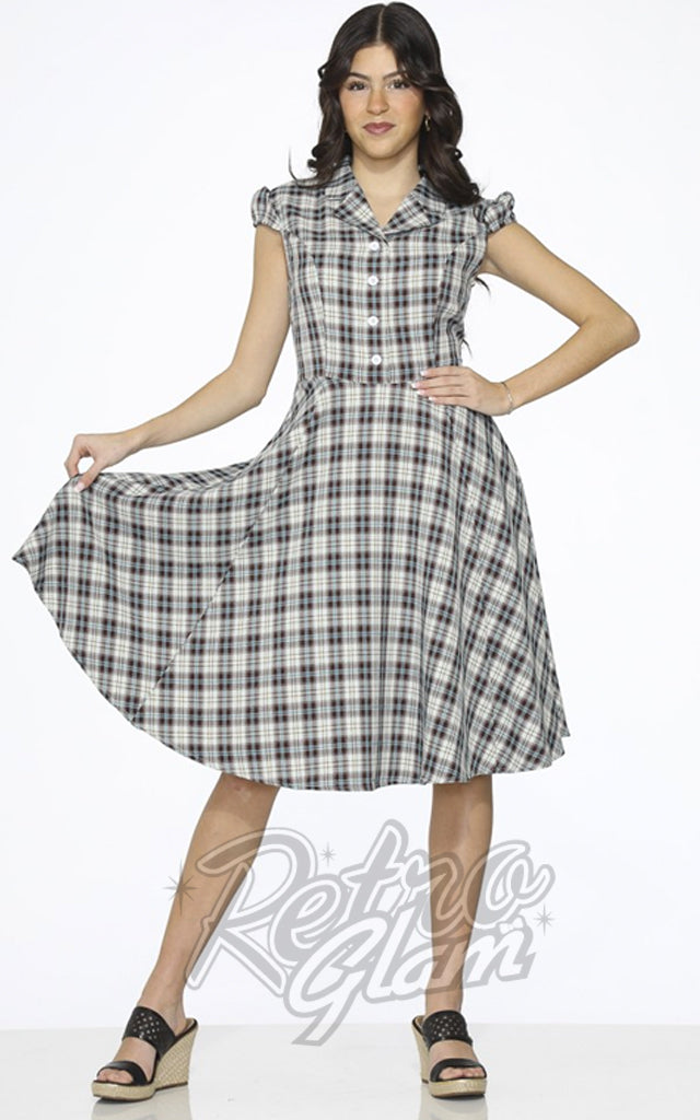 Orchid Bloom Brown & Blue Plaid Swing Dress Orchid Bloom Brown & Blue Plaid Swing Dress