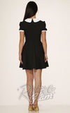 Orchid Bloom Black With White Peter Pan Collar Mini Dress back Orchid Bloom Black With White Peter Pan Collar Mini Dress back