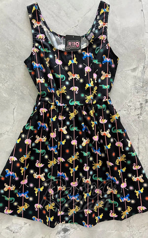 Retrolicious Fit & Flare Dress in Black Carousel Print Retrolicious Fit & Flare Dress in Black Carousel Print