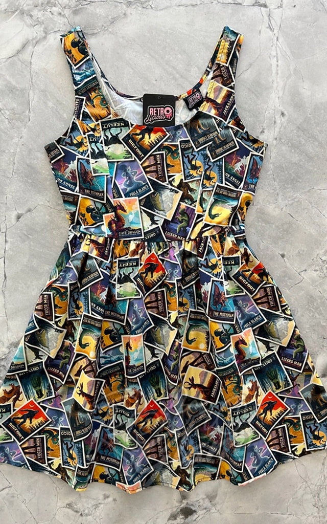 Retrolicious Fit & Flare Dress in Mythological Creatures Print Retrolicious Fit & Flare Dress in Mythological Creatures Print