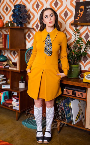Retrolicious Twiggy Mod 60's Dress in Mustard Retrolicious Twiggy Mod 60's Dress in Mustard