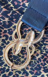 Gold Double Snake Head Black Belt back Gold Double Snake Head Black Belt back