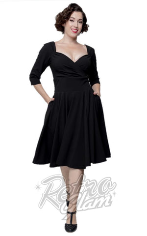 Steady Clothing Diva 3/4 Sleeve Swing Dress in Black Steady Clothing Diva 3/4 Sleeve Swing Dress in Black