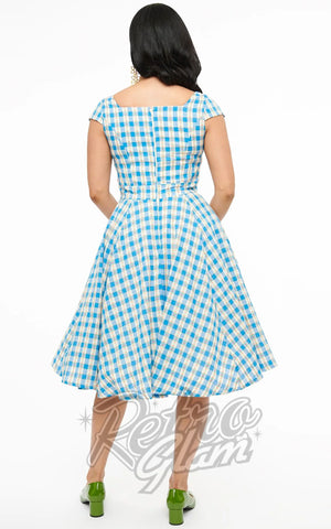 Magnolia Place Anna Dress in Blue Floral Gingham back Magnolia Place Anna Dress in Blue Floral Gingham back