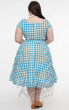 Magnolia Place Anna Dress in Blue Floral Gingham curvy back Magnolia Place Anna Dress in Blue Floral Gingham curvy back