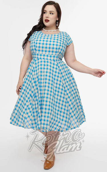 blue gingham plus size dress Chaser Unicorn Galaxy T-Shirt Dress 3