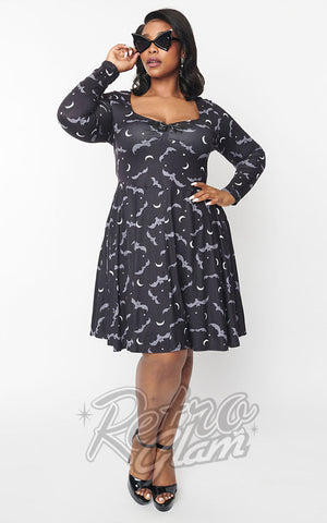 Unique Vintage Bats & Moons Long Sleeved Dress Unique Vintage Bats & Moons Long Sleeved Dress