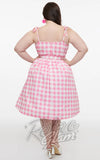 Unique Vintage Pink & White Gingham Bobbie Swing Dress plus sized back
Unique Vintage Pink & White Gingham Bobbie Swing Dress plus sized back