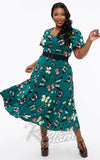 Unique Vintage Butterfly Print Dress in Green curvy Unique Vintage Butterfly Print Dress in Green curvy