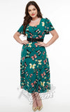 Unique Vintage Butterfly Print Dress in Green 40s Unique Vintage Butterfly Print Dress in Green 40s
