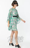 Smak Parlour Social Climber Caftan in Green Moth Print 60s Smak Parlour Social Climber Caftan in Green Moth Print 60s