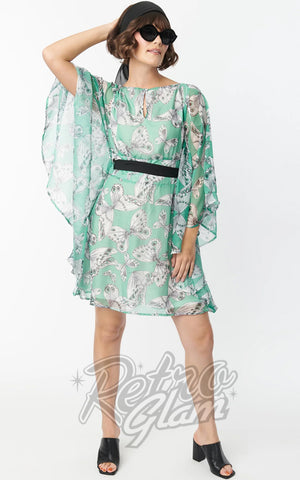 Smak Parlour Social Climber Caftan in Green Moth Print Smak Parlour Social Climber Caftan in Green Moth Print