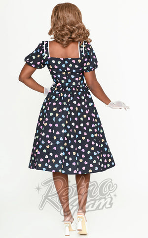 Unique Vintage Candy Hearts Print Dress back Unique Vintage Candy Hearts Print Dress back