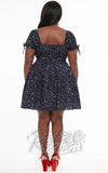 Unique Vintage Cosmos Dress in Navy curvy back Unique Vintage Cosmos Dress in Navy curvy back