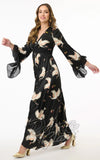 Unique Vintage 70's Crane Print Maxi Dress 70s Unique Vintage 70's Crane Print Maxi Dress 70s