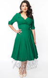 Unique Vintage Delores Swing Dress in Green 50s emerald